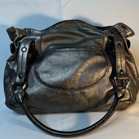 ꧁ B Makowsky Silver ‘Lisbon’ Leather Shopper ꧂ - Picture 2 of 5